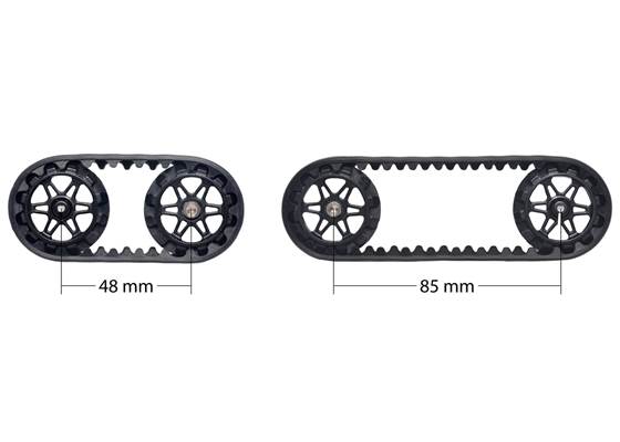 Sprocket spacing diagram for the Pololu 22Tand 30T track sets.