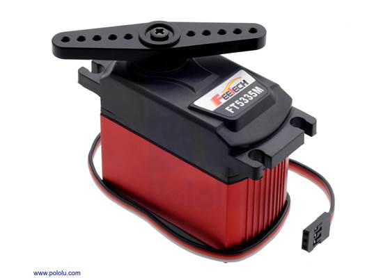 Metal servo horn on a FEETECH giant servo FT5335M.