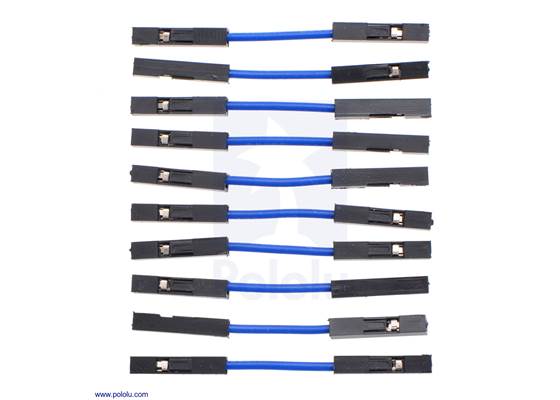 Premium Jumper Wire 10-Pack F-F 1" Blue.