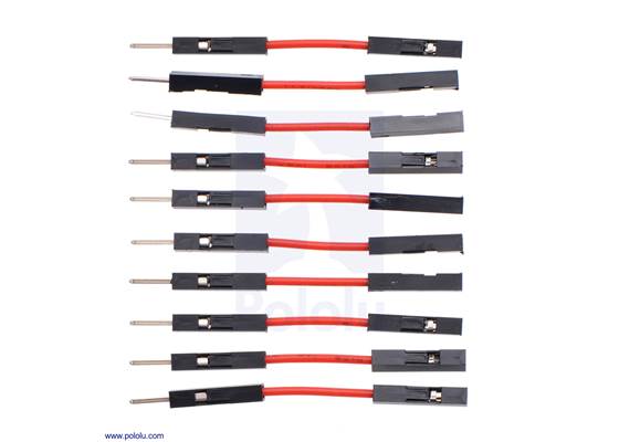 Premium Jumper Wire 10-Pack M-F 1&quot; Red.