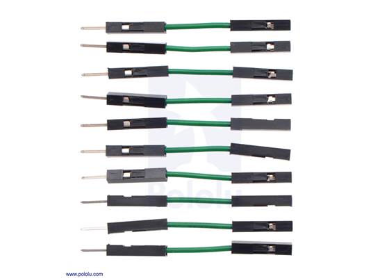 Premium Jumper Wire 10-Pack M-F 1&quot; Green.