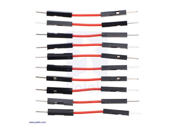 Premium Jumper Wire 10-Pack M-M 1&quot; Red.