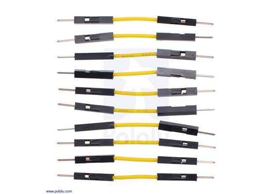 Premium Jumper Wire 10-Pack M-M 1&quot; Yellow.
