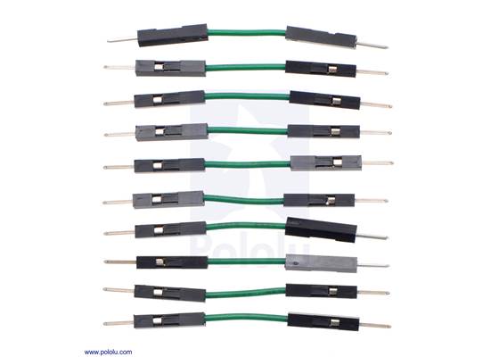 Premium Jumper Wire 10-Pack M-M 1&quot; Green.