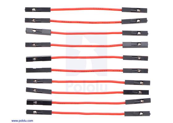 Premium Jumper Wire 10-Pack F-F 2&quot; Red.