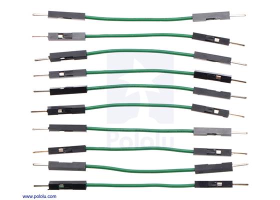Premium Jumper Wire 10-Pack M-M 2&quot; Green.