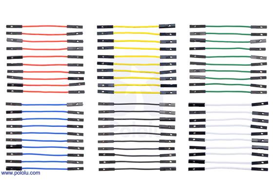 Premium Jumper Wire 60-Piece 6-Color Assortment F-F 2&quot;.