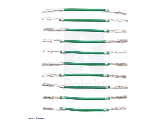 Wires with Pre-crimped Terminals 10-Pack F-F 1&quot; Green.