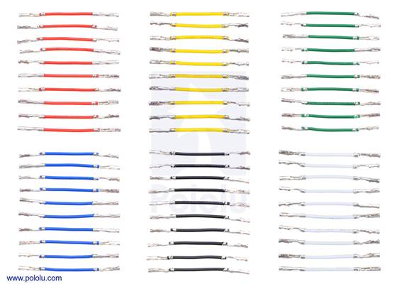 Wires with Pre-crimped Terminals 60-Piece 6-Color Assortment F-F 1&quot;.
