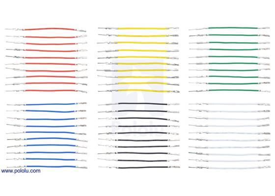 Wires with Pre-crimped Terminals 60-Piece 6-Color Assortment M-F 2&quot;.