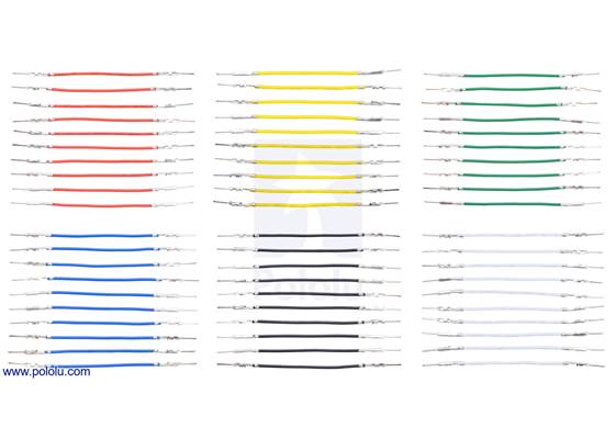 Wires with Pre-crimped Terminals 60-Piece 6-Color Assortment M-M 2&quot;.