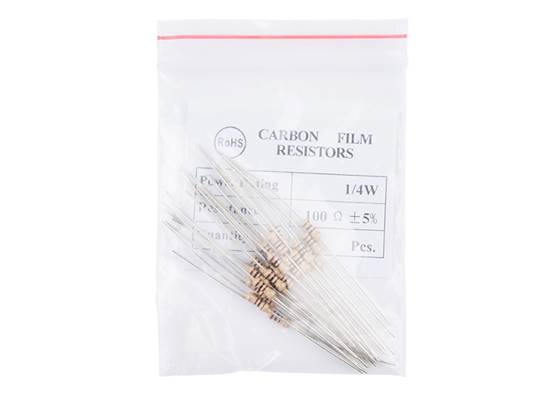 Resistor 100 Ohm 1/4 Watt PTH - 20 pack (Thick Leads)  (2)