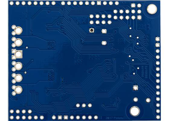 Pololu Dual G2 High-Power Motor Driver 18v18 or 24v14 Shield for Arduino, bottom view.
