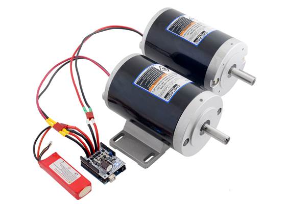 Pololu Dual G2 High-Power Motor Driver Shield controlling a pair of high-power motors.