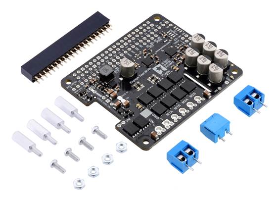 Pololu Dual G2 High-Power Motor Driver 24v18 for Raspberry Pi with included hardware.