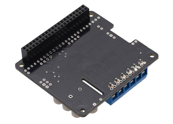 Pololu Dual G2 High-Power Motor Driver 18v22 or 24v18 for Raspberry Pi, bottom view (assembled).