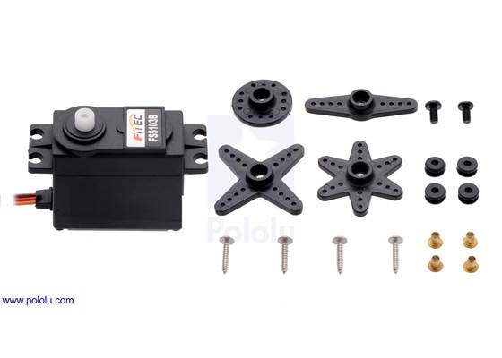 FEETECH Standard Servo FS5103B with included hardware (actual hardware might vary).