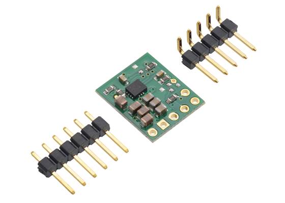 5V Step-Up/Step-Down Voltage Regulator w/ Adjustable Low-Voltage Cutoff S9V11F5S6CMA with included optional header pins.