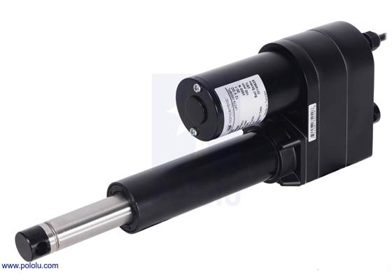Glideforce LACT4 industrial-duty linear actuator (4″ stroke) with shaft fully extended.