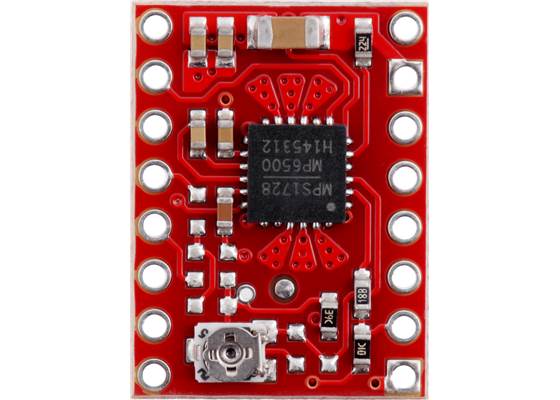 MP6500 Stepper Motor Driver Carrier, Potentiometer Current Control, top view.