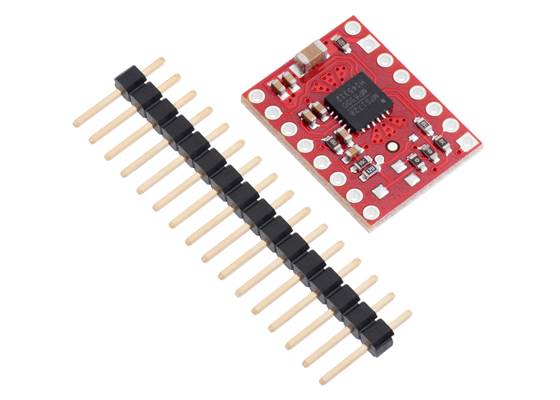 MP6500 Stepper Motor Driver Carrier, Digital Current Control with included header pins.