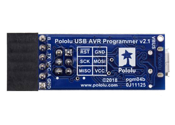 Pololu USB AVR Programmer v2.1, bottom view.