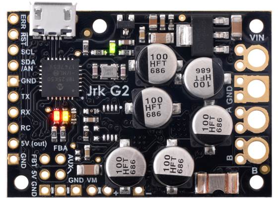 Jrk G2 24v21 USB Motor Controller with Feedback (top view).