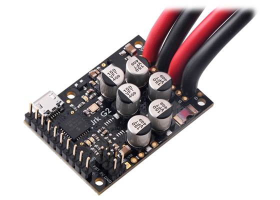 Jrk G2 18v27 or 24v21 USB Motor Controller with thick wires and included headers soldered.
