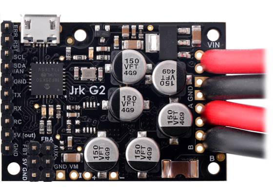 Jrk G2 18v27 or 24v21 USB Motor Controller with thick wires and included headers soldered. (1)