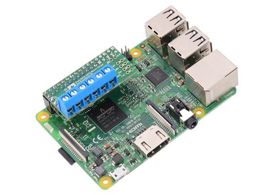 Dual MAX14870 Motor Driver for Raspberry Pi (assembled) on a Raspberry Pi 3 Model B.