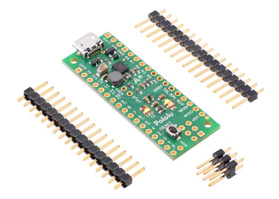 A-Star 32U4 Mini SV with included optional headers.