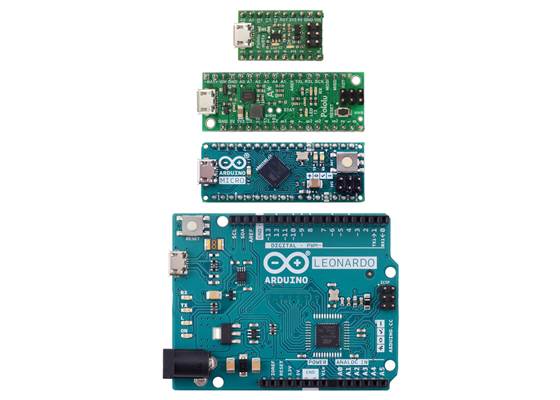 Pololu A-Star 32U4 Micro, Pololu A-Star 32U4 Mini SV, Arduino Micro, and Arduino Leonardo.