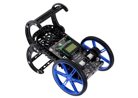 One of the many possible configurations of the bumper cage on the Balboa 32U4 Balancing Robot (lengthened with Stability Conversion accessory).