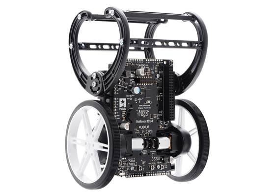 One of the many possible configurations of the bumper cage on the Balboa 32U4 Balancing Robot.