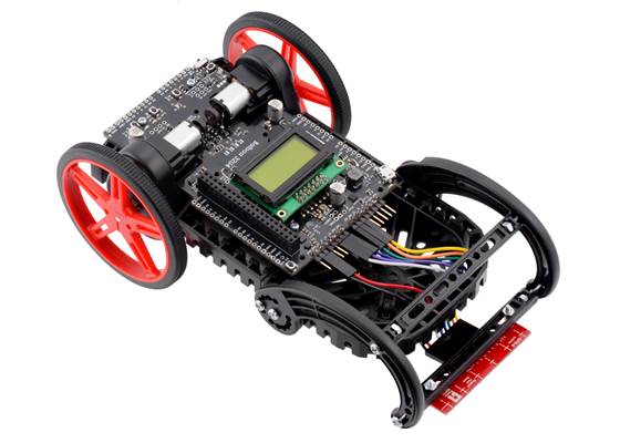 Using the bumper cage kit to mount a reflectance sensor on a Balboa 32U4 Robot with the Stability Conversion accessory. (1)