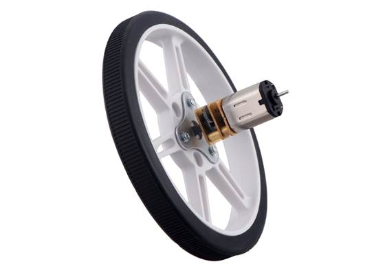 80x10mm Pololu Multi-Hub Wheel installed on the 3mm&nbsp;D-shaft of a Micro Metal Gearmotor. (1)