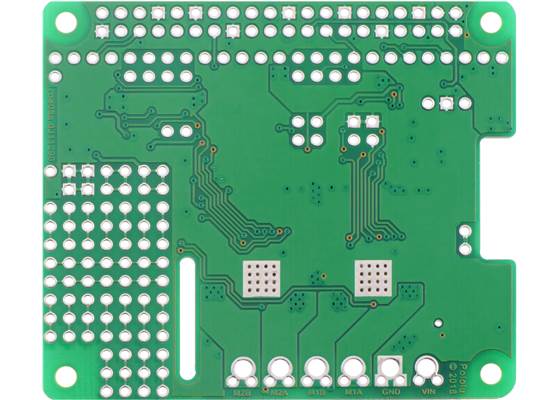 Dual TB9051FTG Motor Driver for Raspberry Pi, bottom view.