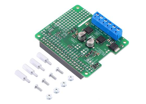 Dual TB9051FTG Motor Driver for Raspberry Pi (assembled version) with included hardware.
