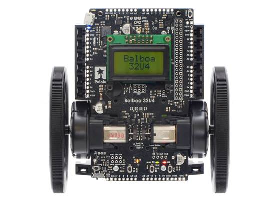 Balboa 32U4 Balancing Robot with 80x10mm wheels and LCD.