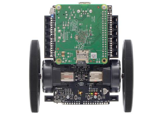 Balboa 32U4 Balancing Robot with 80x10mm wheels and a Raspberry Pi 1 Model A+.