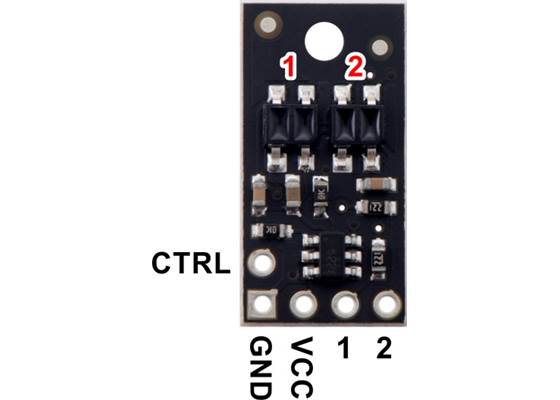 Pinout diagram of the QTR-HD-02RC Reflectance Sensor Array.