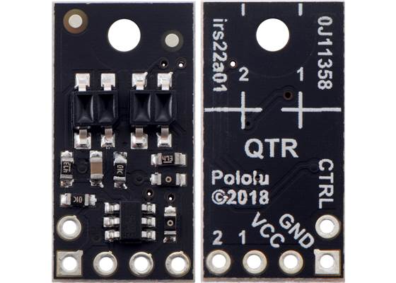 QTR-HD-02A Reflectance Sensor Array, front and back views.