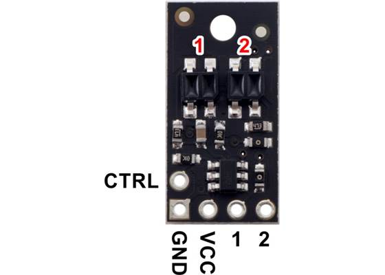 Pinout diagram of the QTR-HD-02A Reflectance Sensor Array.