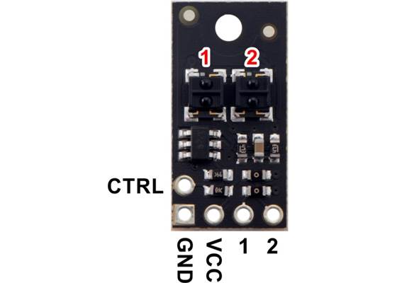 Pinout diagram of the QTRX-HD-02A Reflectance Sensor Array.