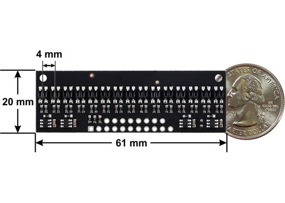 QTR-HD-15A Reflectance Sensor Array dimensions.