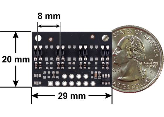QTR-MD-04A Reflectance Sensor Array dimensions.