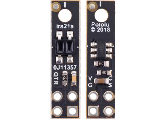 QTR-HD-01RC Reflectance Sensor, front and back views.