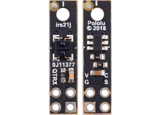 QTRX-HD-01RC Reflectance Sensor, front and back views.
