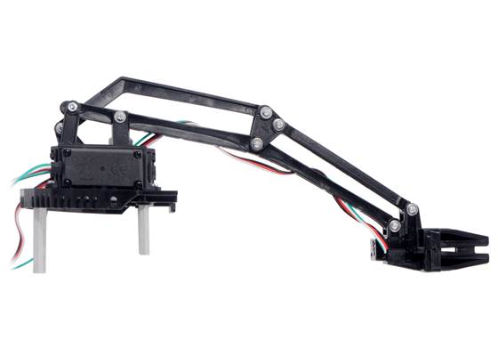 Side view of the fully assembled Robot Arm for Romi.