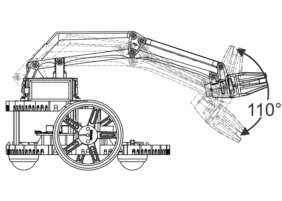 Range of motion of the wrist tilt on the Robot Arm for Romi.